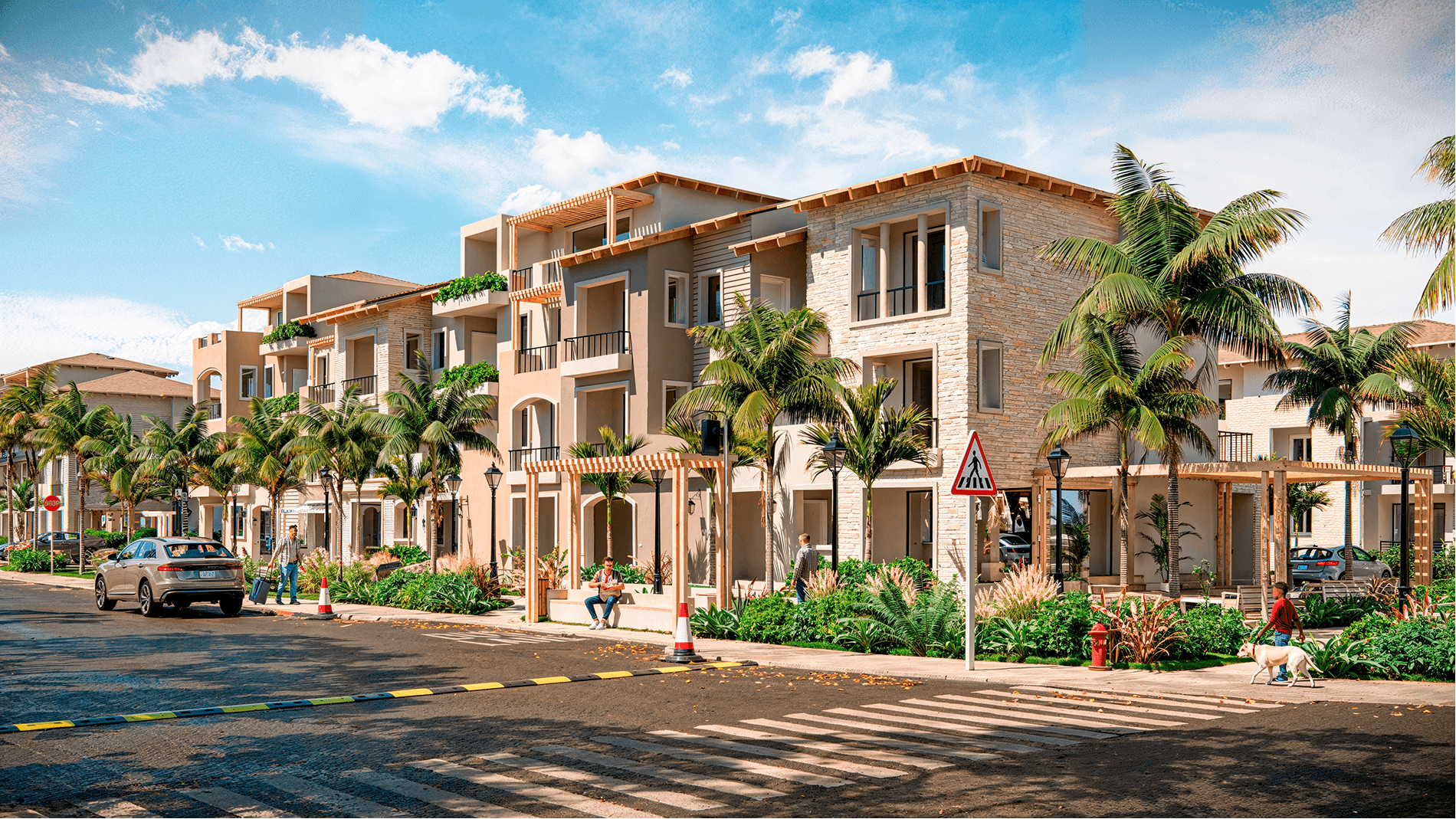 Plano del proyecto: distribución de apartamentos y áreas sociales de Aurora Dominicus