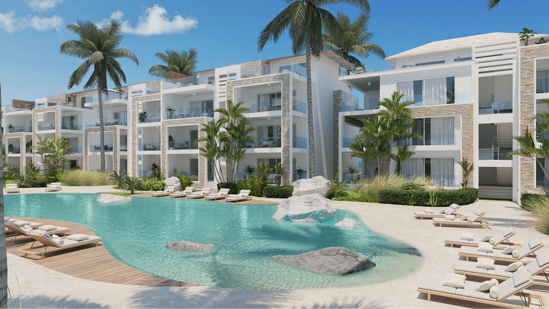 Résidences premium avec club de plage, piscine à débordement et penthouses exclusifs. Un investissement sûr avec gestion locative intégrée dans un emplacement incomparable.